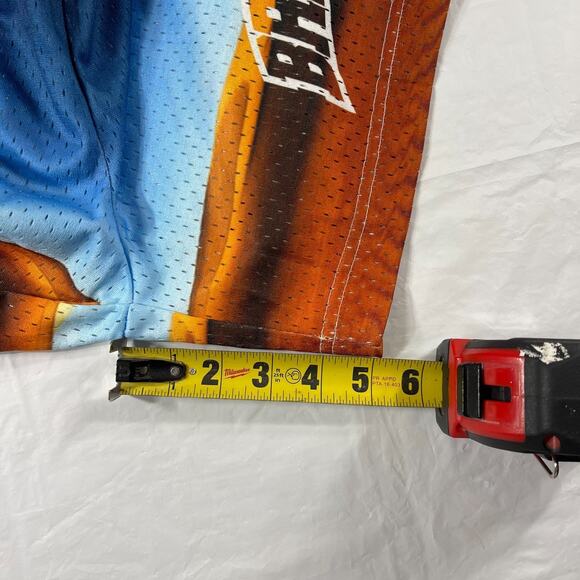 Bravest Studios Mesh Shorts Statue of Liberty Graphic Blue Orange Men’s L - Picture 5 of 7